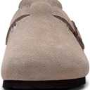 KIDMI Women's Fur Lined Suede Clogs Fuzzy Cork Footbed Mules Slip On Winter Potato Shoes, 40