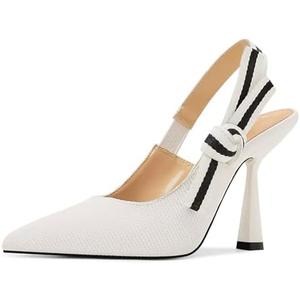 HOCHFART Slingback Heels for Women Closed Pointed Toe High Heels Bowknot Knitted Dress Work Wedding Pumps Shoes 8