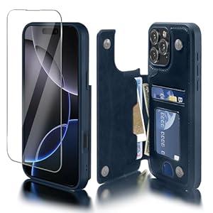 Seltureone for iPhone 16 Pro Max Case Wallet with Card Holder & Screen Protector, Premium PU Leather, Dual Magnetic Clasp and Durable Shockproof for iPhone 16 Pro Max Wallet Case – Blue