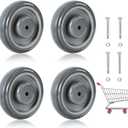 NATGAI 4 Pack Shopping Cart Replacement Wheels Kit, 5" Diameter 1.2" width 5/16 Bore Noiseless Shopping Cart Wheels with Axles Bolts 4 sets, Total 1000 Lbs (Grey)