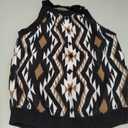 MARZXIN Women Sleeveless Sweater Tank Round Neck Casual Aztec Geometric Knit Sweater Top (Small, A-laurel Black Folk)