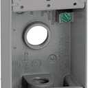 14250 Metal Electrical Outlet Box, Weatherproof, Easy Mount Plug and Receptacle Protector, Gray, (3) 1/2-Inch Holes, 1 Gang Box