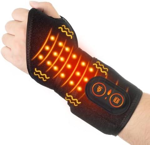 Yabuu Cordless Wrist Hand Massage Heating Pad for Carpal Tunnel Built-in 3000mAh Battery,Hand Arthritis,Wrist Pain Relief,Heat Wrap Pad,Vibration and Adjustable Heat Settings Hot Therapy Best Gift