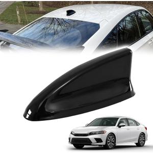 for 11th Gen Civic Antenna Topper, Car Roof Shark Fin Antenna Cover Cap Shell Trim for Honda Civic 11th Generation 2022 2023 2024,Exterior Decor Topper Antenna Aerial Cap Trim, Black