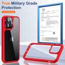 3 x UniqueMe [5 in 1 Design for iPhone 14 Pro 6.1 inch Case, 2 Pack Screen Protector Tempered Glass + 2 Pack Camera Lens Protector, [Non-Yellowing] Shockproof Ultra Thin Protective Cover - Red