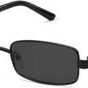 VANLINKER Retro Rectangle Polarized Sunglasses for Women Men Small 90s Vintage Trendy Slim Narrow Rectangular Frame VL9684 (Black/Grey)