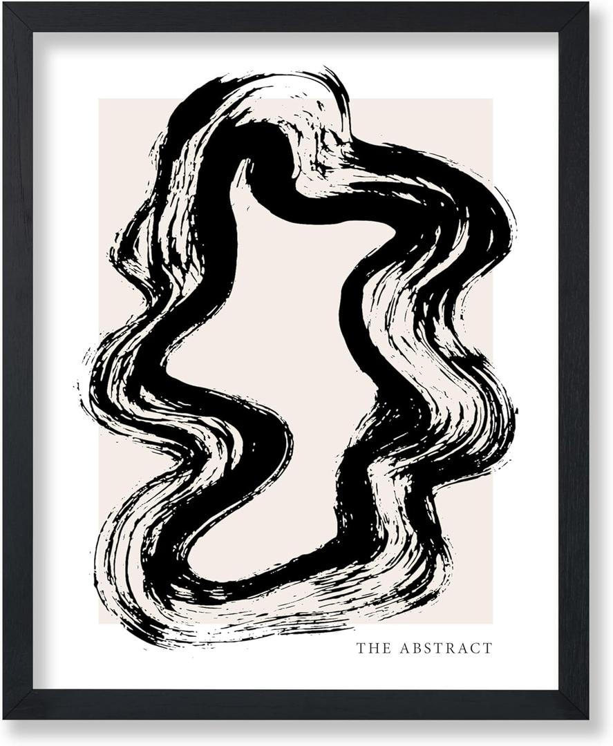 Poster Master The Abstract Poster - Ink Dry Brush Print - Black Ink & Brush Stroke Art - Monochrome & Black & White Art - Living Room or Bedroom Decor - 8x10 UNFRAMED (8L" x 10W", Style-13)