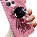 Phone Case for Motorola Moto G Power 5g 2025 with Astronaut Kickstand & Lanyard Soft TPU Bling Shockproof Protection Cover for Motorola G Power 5g 2025 Case, Rose Gold (Pink)