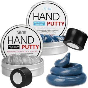 2 Pack Magnetic Slime Putty, Soft Magic Slime Hand Therapy Putty Fidget Game Stress Relief Thinking Educational Toy with Upgraded Magnet Christmas Birthday Gifts for Kids Adults(Blue,Silver)