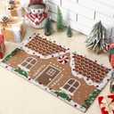 Tinideya Christmas Gingerbread House Doormat 23.6 x 13.7 Inch Cute Brown Christmas Welcome Artificial Coir Door Mat Gingerbread Non Slip Entrance Rugs for Indoor Outdoor Bathroom Kitchen Decor