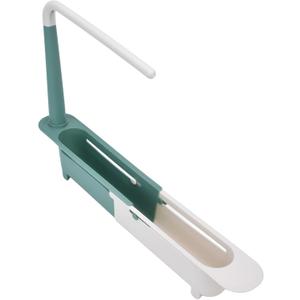 Zerodis Telescopic Sink Storage Rack, Telescopic 2in1 Sink Expandable Storage Drain Basket Towel Rack Under Sink Organizers Telescopic Sponge Soap Holder for Kitchen Sink (Green)
