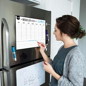 cinch! 17x12-Inch Magnetic Weekly Planner/Calendar for Fridge and Meal Planner - Stain Resistant Dry Erase Whiteboard 
