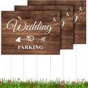Yookeer 3 Pcs Wedding Parking Signs with Stakes 15.75" x 11.81" Double Sided Wedding Parking Sign Hollow Board Arrow Direction Marks for Transaction Reception Outdoor Event Guest Yard Lawn