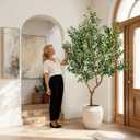 Large Faux Olive Tree Indoor Outdoor Realistic Floor Fake plantas artificiales Trees decorativas Grandes for Home Living Room Master Bedroom Office Porch Outside Patio arboles para decoracion (7ft)