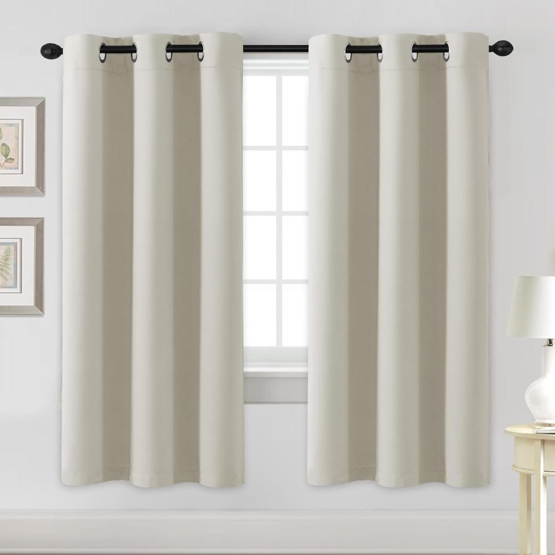 H.VERSAILTEX Blackout Curtains for Bedroom Thermal Insulated Room Darkening Living Room Curtains 72 Inch Long Grommet Privacy Protection Window Curtain Panels/ Drapes for Nursery, 2 Panels, Ivory/ Cream