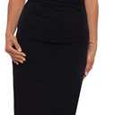 Xscape Women's Long Off The Shoulder Scuba Crepe Dress (Reg and Petite), Black, 8 P