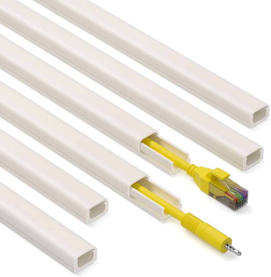 ZhiYo 85in Cord Covers for Wires on Wall, 1 Mini Cord Hider Wall, Self-Adhesive Wire Covers for Cords, Paintable TV Cable Hider Cable Management Kit, 6X L14.2in, W0.46in H0.3in, CMR05 Beige