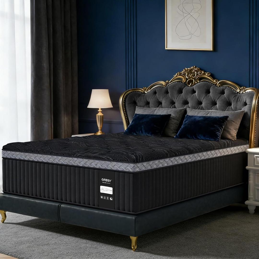 16 Inch Queen Size Mattress, Upgraded Luxury Hybrid Queen Mattress In A Box with with 7-Zone Support for Cool Night & Pressure Relief, Motion Isolation, Edge Support, Assembled in USA, Medium Firm