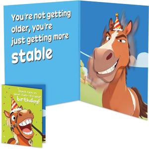 2 x Musical Birthday Card, Hilarious Horse Birthday Card with Sound & Motion - Funny Birthday Cards for Men, Women, Dad, Mom, Son, Husband, 5"x7"