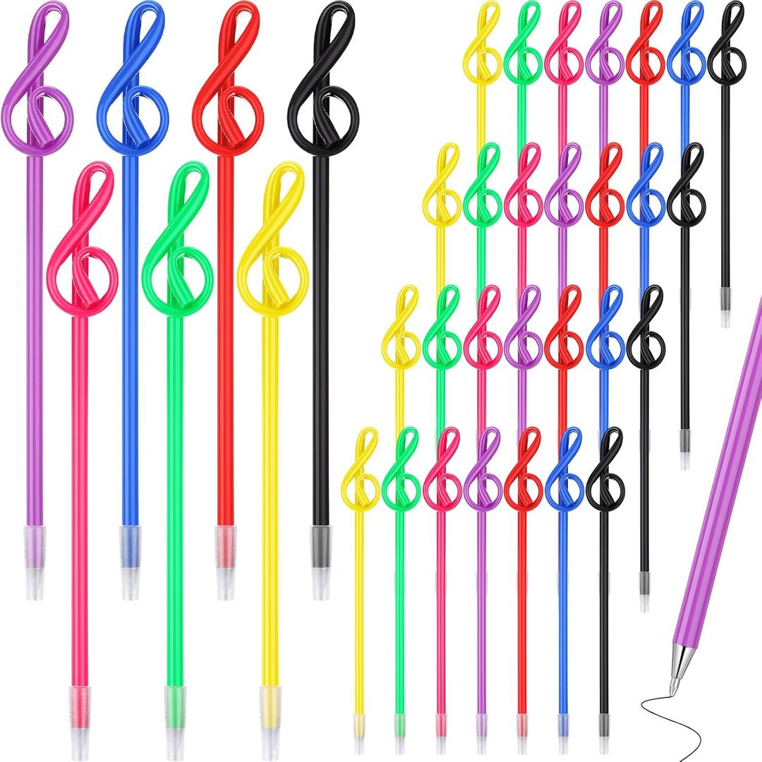 Lincia 100 Pcs Musical Note Ballpoint Pens Music Ballpoint Pens Novelty Music Gifts Decorative Music Party Favors Piano Teacher Gift for Artists Office Supplies(Mixed Colors)