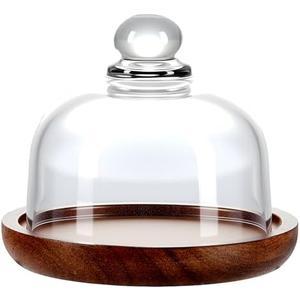 MKLZ Mini Glass Butter Dish with Lid, Clear Domed Cheese Dish with Handle, Individual Serving Small Butter Tray with Cover, Round Cute Dessert Serving Bowl for Table, Kitchen Countertop, Refrigerator