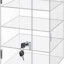 Barydat Acrylic Display Case with Lock Key Countertop Display Case Clear Showcase Display Cabinet Multi Functional Safe Storage Box for Retail Store(9.4 x 9.3 x 15.7 Inch,Fixed 4 Tier)