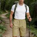 Men's Hiking Cargo Shorts Lightweight Quick Dry Athletic Stretch Shorts for Outdoor Active Zipper Pockets (L)