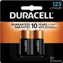 Duracell CR123A 3V Lithium Battery, 2 Count Pack, 123 3 Volt High Power Lithium Battery, Long-Lasting for Home Safety and Security Devices, High-Intensity Flashlights, and Home Automation