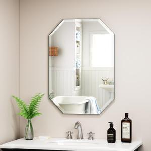 Silver Wall Mirror-Beveled Edge Frameless Mirror for Bathroom, Vanity, Bedroom, Rectangle Mirrors 20X28inch
