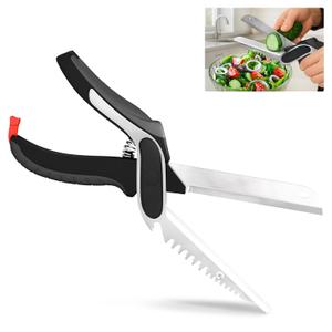 6-in-1 Cutting Board Scissors  Kitchen Shears Heavy Duty with Built-In Mini Board, Ribbed No-Slip Blade, Spring-Assist, Safety Lock & Dishwasher-Safe Design  Meat Scissors for Veggies, Fruits, Fish