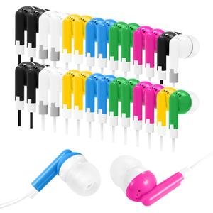 30 Packs Kids Earbud Headphones Bulk, Wired Earphones with 3.5 mm Jack Multi Colored Perfect for Classroom School Students Children and Adult (Mixed Colors)