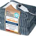 Bedsure GentleSoft Heated Blanket Throw - Soft Ribbed Flannel Electric Blanket, Gifts for Grandma (50x60 inches, Grey)