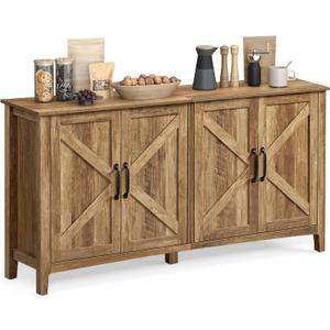 VASAGLE LIRY Collection - Storage Cabinet, Buffet Cabinet, Sideboard, Credenza, with Adjustable Shelves, for Living Room, Entryway, Honey Brown ULSC381T41