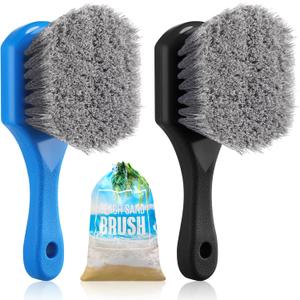 Remerry 2 Pcs Beach Sand Remover Brush with Drawstring Bag, Beach Accessories Scrub Brushes for CleaningSoft Bristle Brush for Summer Vacation Water Sports Volleyball Party (Grey) (Gray)