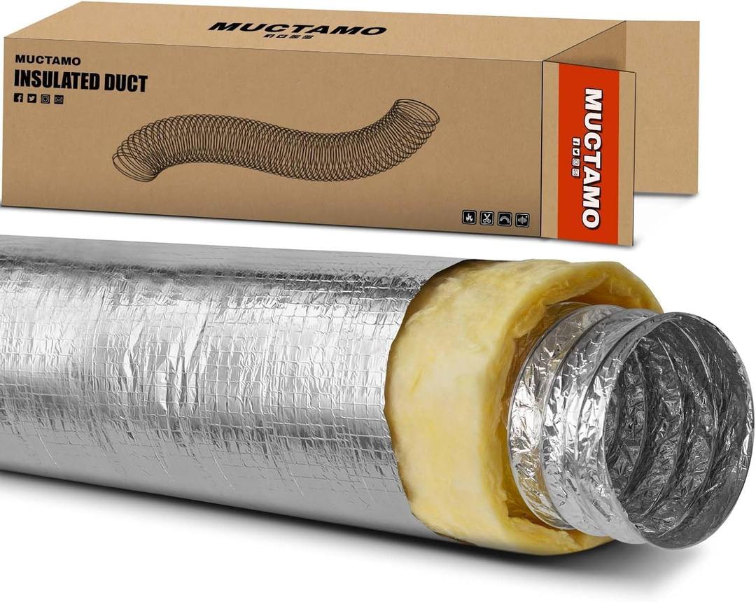 8 Inch 25 Feet R4.2 Insulated Flexible Duct | High-Efficiency Thermal Insulation | Suitable for Heating & Cooling