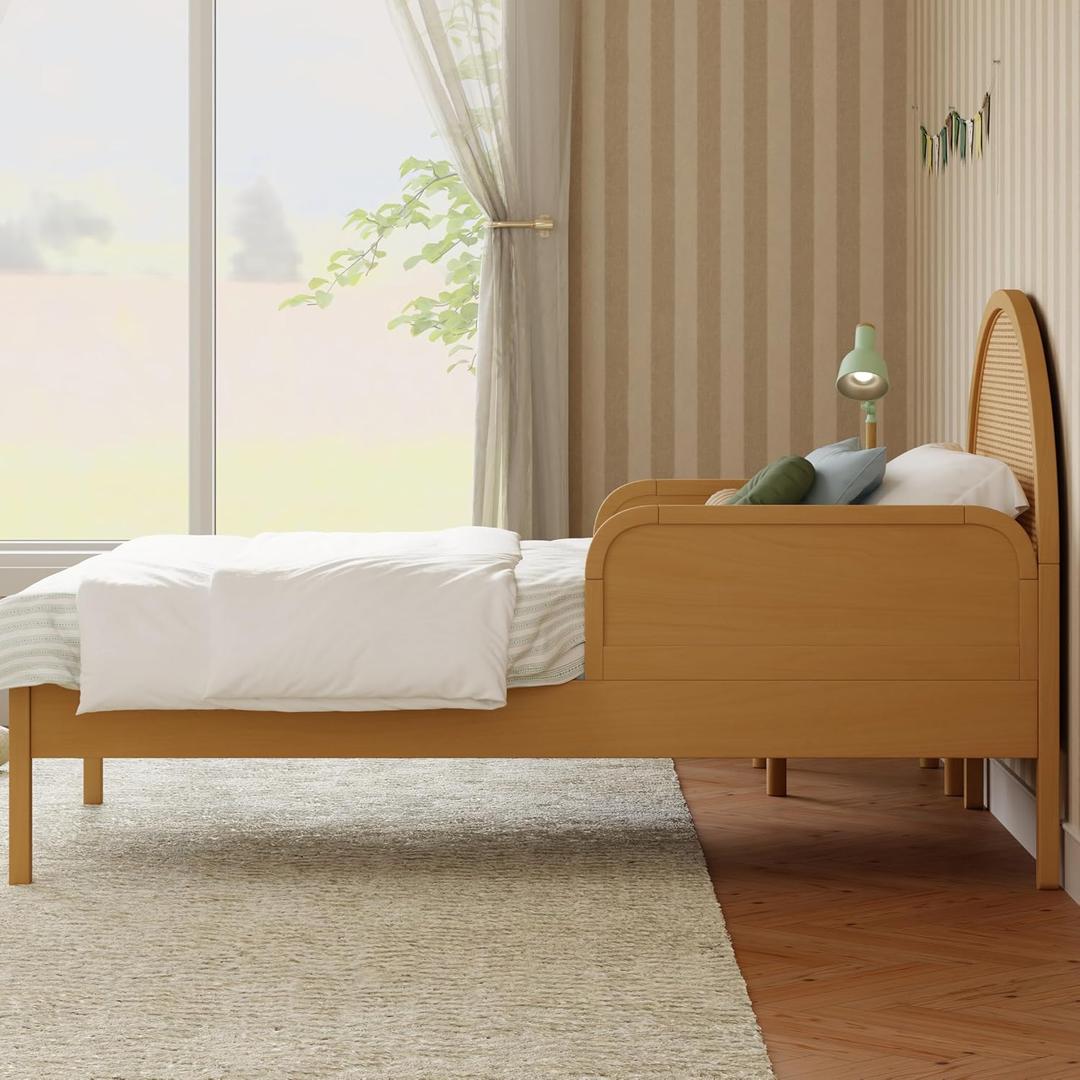 Babyletto Twin/Full Bed Guardrail for Single-Side Use - Removable, Wooden Bed Rail for Toddlers - GREENGUARD Gold Certified Baby Bedside Rail Guard for Safe Sleep - Tools-Free Setup - Honey