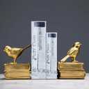 Home Decorative Gold Birds & Books Vintage Design Resin Bookshelf Bookends,Paper Weights, Book Ends,Bookend Supports, Book Stoppers, Set of 2