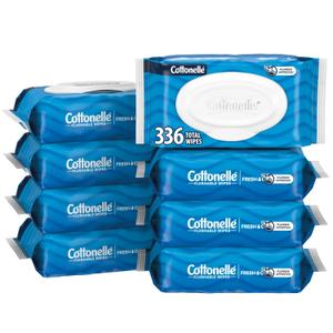 Cottonelle Fresh Feel Flushable Wet Wipes, Adult Wet Wipes, 8 Flip-Top Packs, 42 Wipes Per Pack (336 Total Wipes)