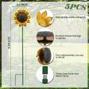 5pcs Sunflowers Yard Wind Spinners Outdoor Decoration Stakes Lawn Ornaments, Lawn Decorations Garden Stakes, Metal Outside Decorations for Metal Yard Art Flower Garden Decor, Sunflower Gift for Women
