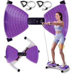 Waist Twister Machine Exercise, Ab Twist Board with Smart LED Digital Counter, Supports 300 lbs, Noiseless, Anti-Slip, Compact Portable for Home Gym Workout Equipment