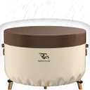 72" Dia Table Cover Waterproof, Patio Furniture Round Table Covers, 600D Heavy Duty Round Table Cover for Anti-UV, Rip Resistant, Water Resistant, Medium, Brown (72"DIA x 27.5"H inch)