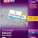 Avery Flexible Printable Name Tag Stickers, 2-1/3" x 3-3/8", Matte White, Removable Adhesive, Laser & Inkjet Compatible, 80 Name Badges Total, Great for Networking, Events, and More (25395) (One Size)