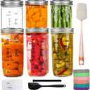 24 oz Wide Mouth Mason Canning Jars -6 Pack Clear Mason Glass Jars with Airtight Lids and Bands Overnight Oats Containers for Canning,Pickling, Yogurt, Preserving, Fermenting,DIY Projects