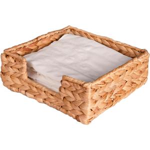 Square Water Hyacinth Napkin Holders For Kitchen And Bathroom, Guest Towel Holder Tray For Bathroom, Handcrafted Flat Napkin Holder Basket, Wicker Accessories for Home Decor, Restaurants, Cafe