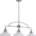 32.5" Modern Kitchen Island Lights with Alabaster Glass Shade, 3-Light Dining Room Lighting Fixtures Hanging, Transitional Multi Pendant Lighting, Brushed Nickel Finish