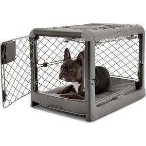 DIGGS Revol Collapsible Dog Crate with Wheels - Premium Portable Dog Crate - Safe, Stylish, and Convenient Indoor Kennel (Smoke, Small) (Small (28.5"L x 19.8"W x 20.6"H))