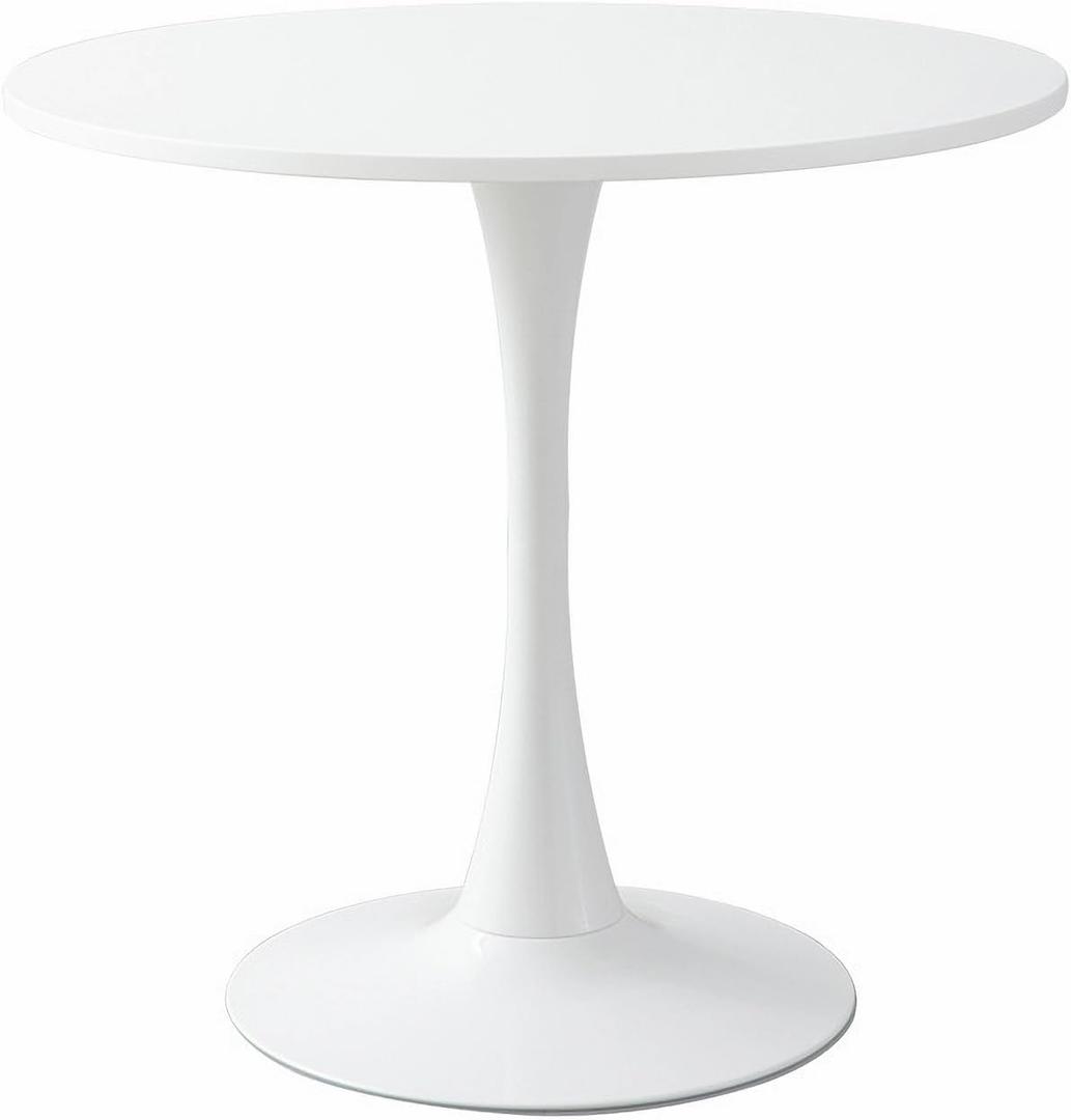 24 inch Small Round Dining Table for 2-4 People, Mid Century Modern Wood Tulip Table for Kitchen, Living Room, Restaurant, Office, Cafe, White