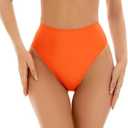 Kepblom Women's High Waisted Bikini Bottom - High Cut Cheeky Rave Bottoms for Beach, Swimming Pool,Rave Festivals Large