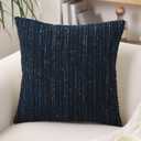 GIKKEARL Textured Boucle Pillow Covers 20x20 Neutral Striped Throw Pillows Soft Modern Farmhouse Pillow Cases, 1pc Decorative Accent Square Couch Cushion Cover for Bed Chair Living Room, Blue