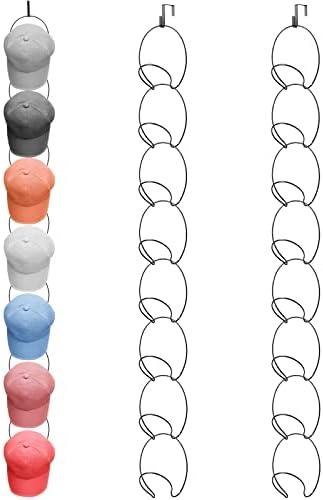 Yerliker 16 Pieces Hat Rack Wig Holder Over The Door Baseball Hat Holder Wall Mounted Hanging Wig Organizer for Closet Display Storage Rack with 2 Hooks for Tie Scarf(Black)